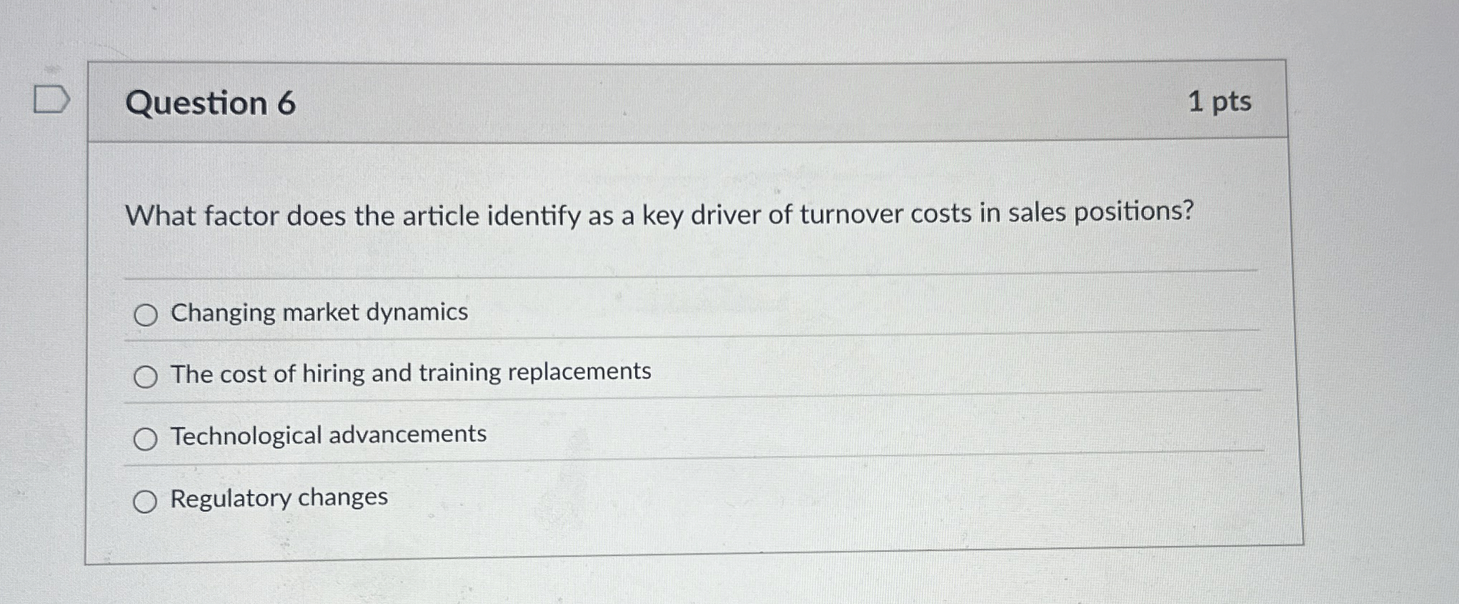  Question 6 1 pts What factor does the article identify as