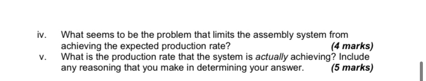  Question 2: (Answer all parts) A four station assembly system is