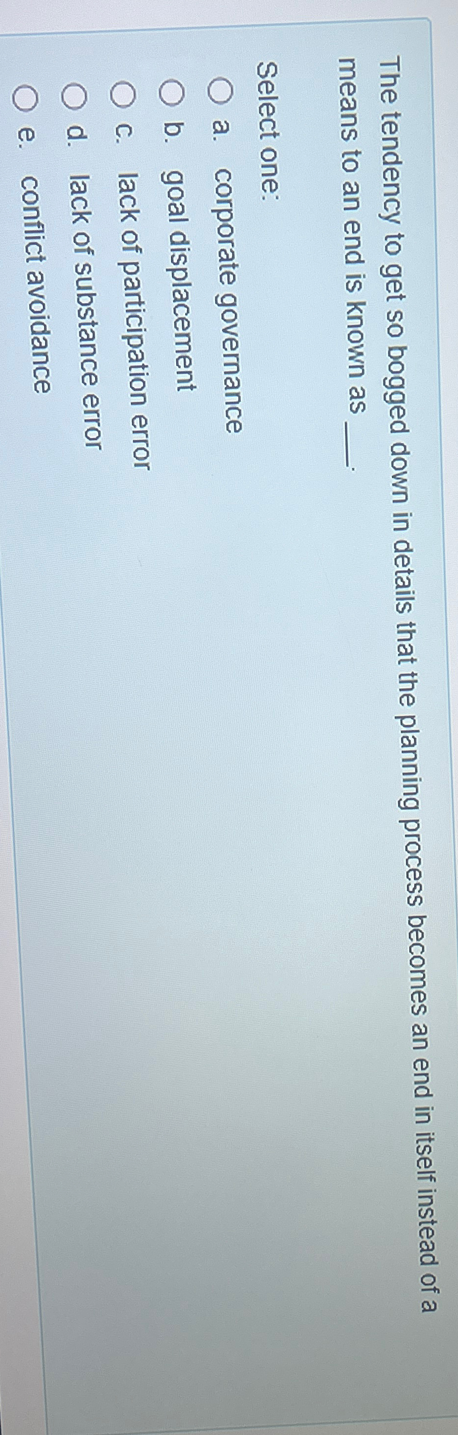  The tendency to get so bogged down in details that the