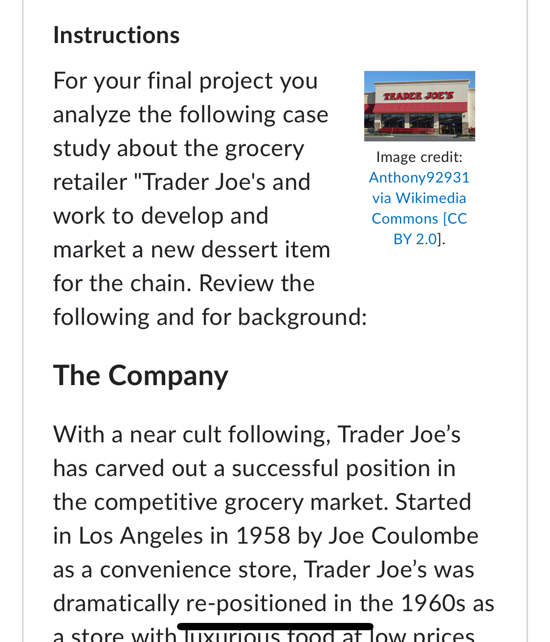  Instructions For your final project you analyze the following case study