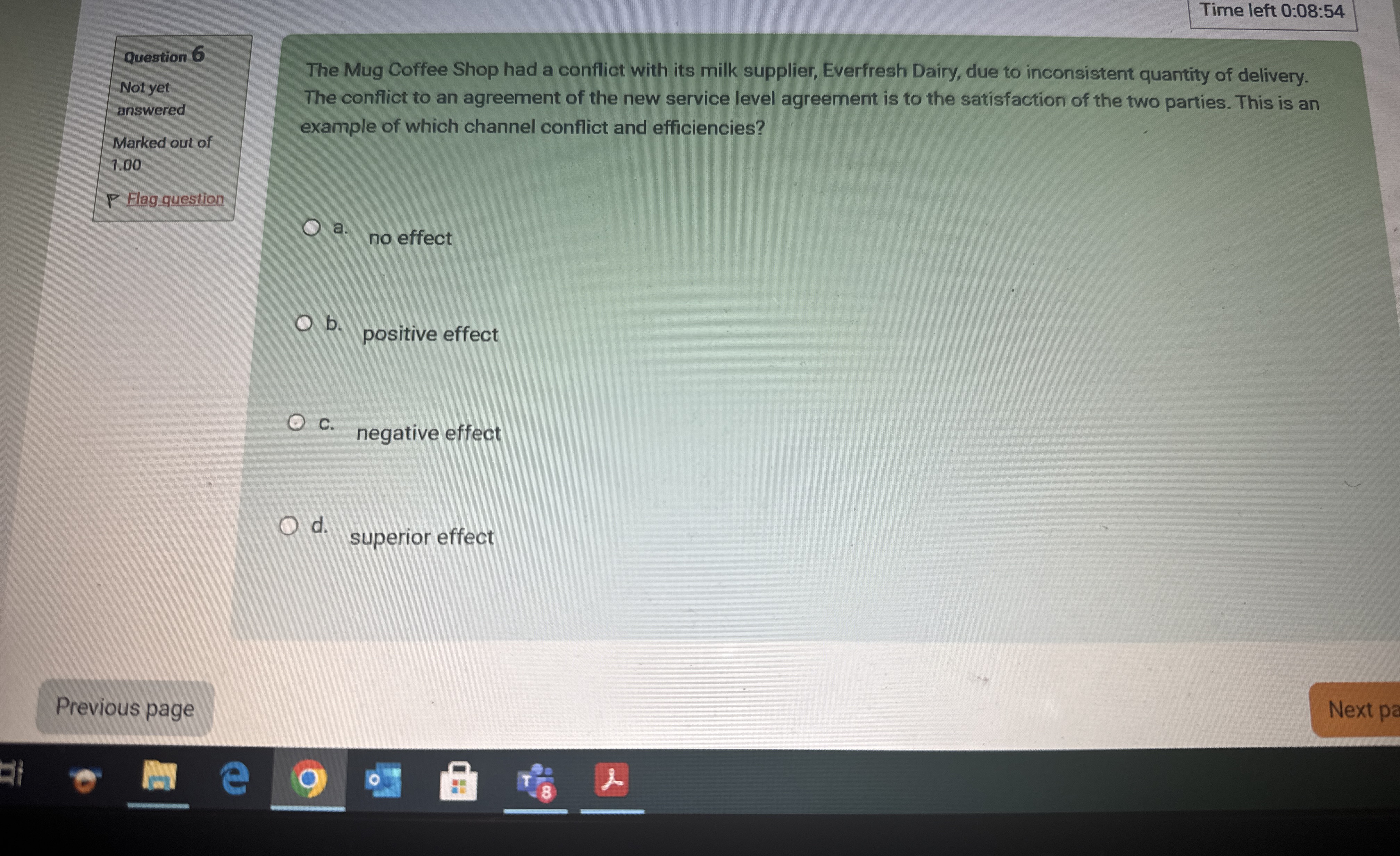  Time left 0:08:54 Question 6 Not yet answered Marked out of