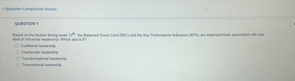  Question Completion status: QUESTION 1 Basad on the tecture during week