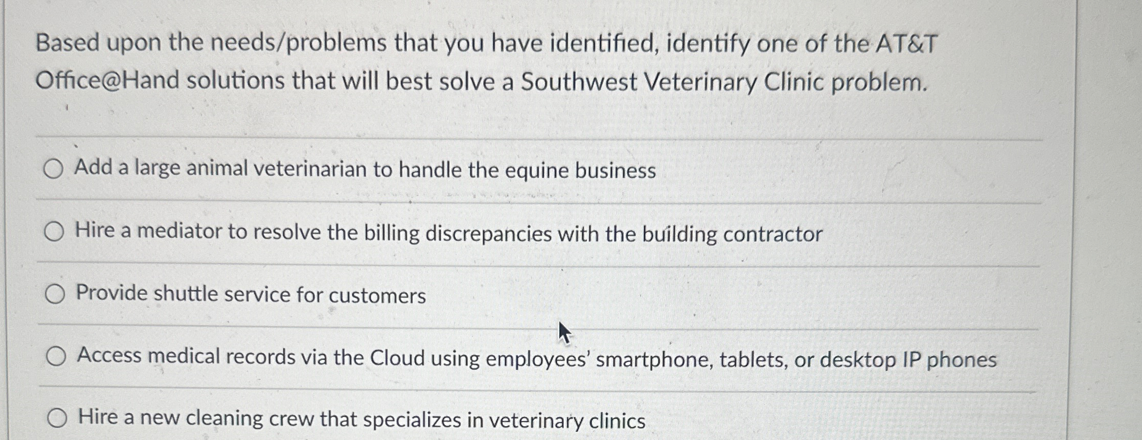  Based upon the needs/problems that you have identified, identify one of