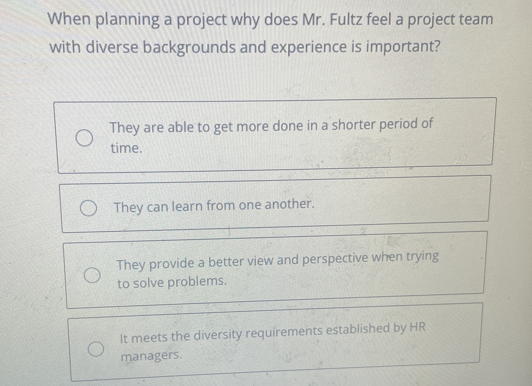  When planning a project why does Mr. Fultz feel a project