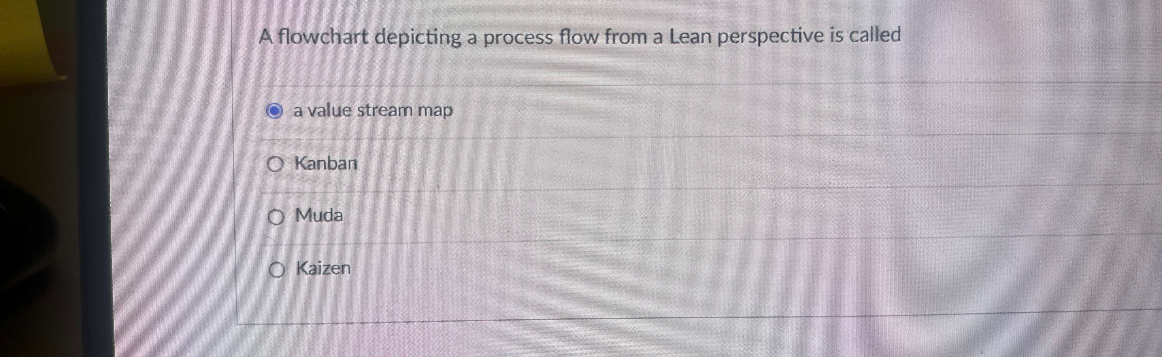  A flowchart depicting a process flow from a Lean perspective is