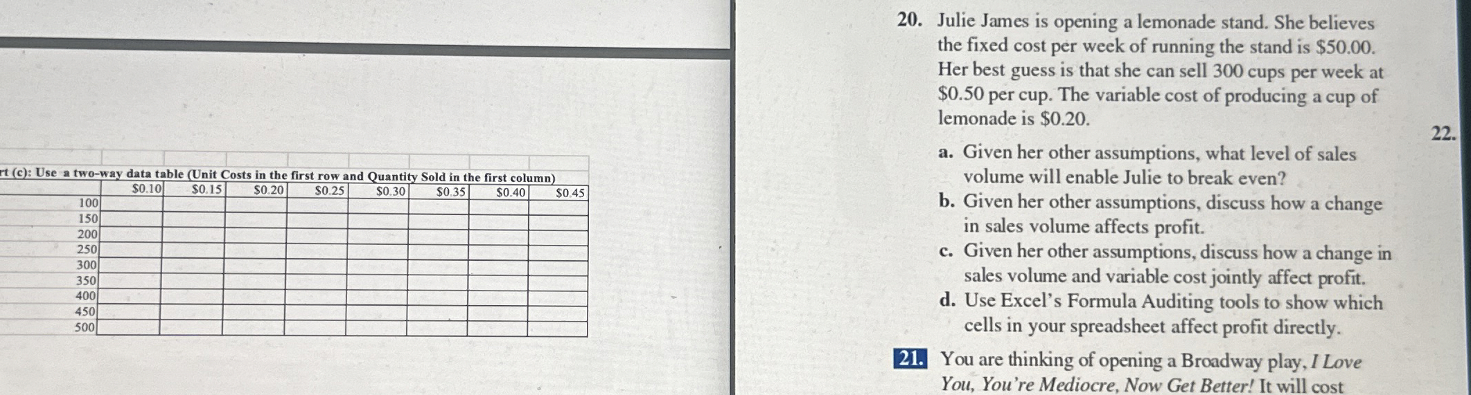 PLEASE show all calculations using excel formulas for the chart provided