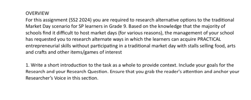  OVERVIEW For this assignment (SS22024) you are required to research alternative