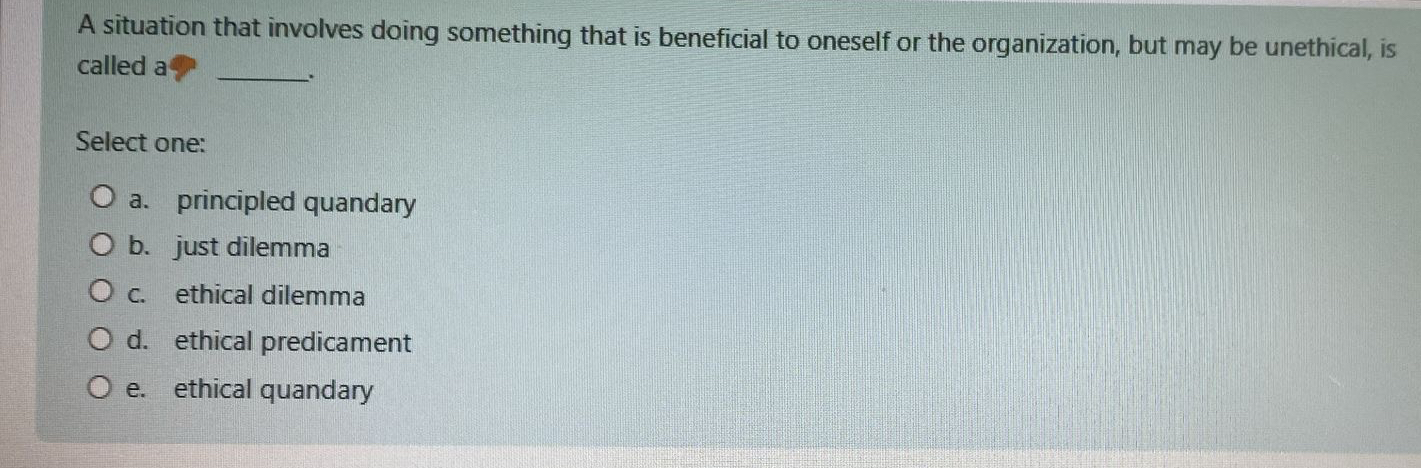  A situation that involves doing something that is beneficial to oneself