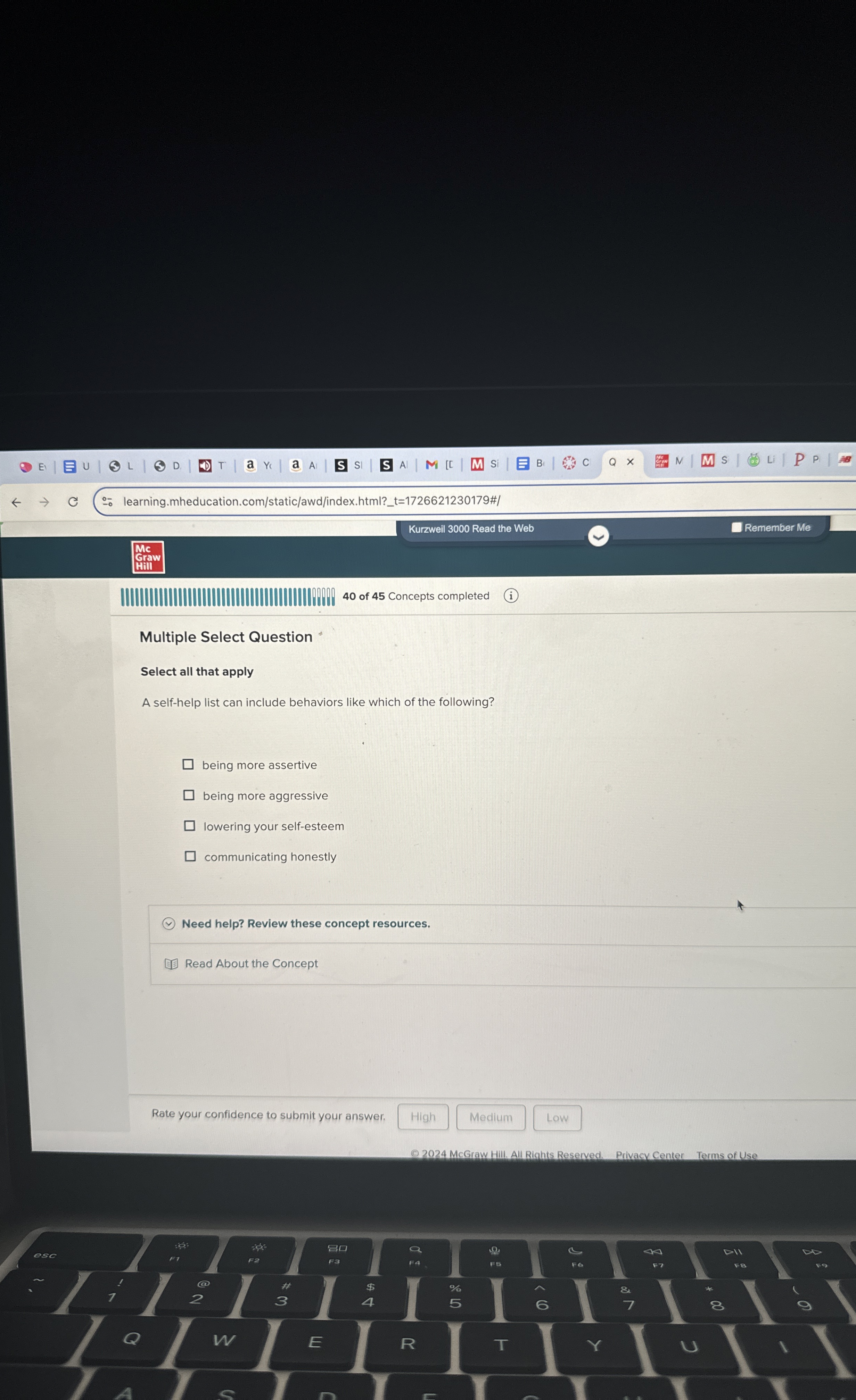  Multiple Select Question * Select all that apply A self-help list