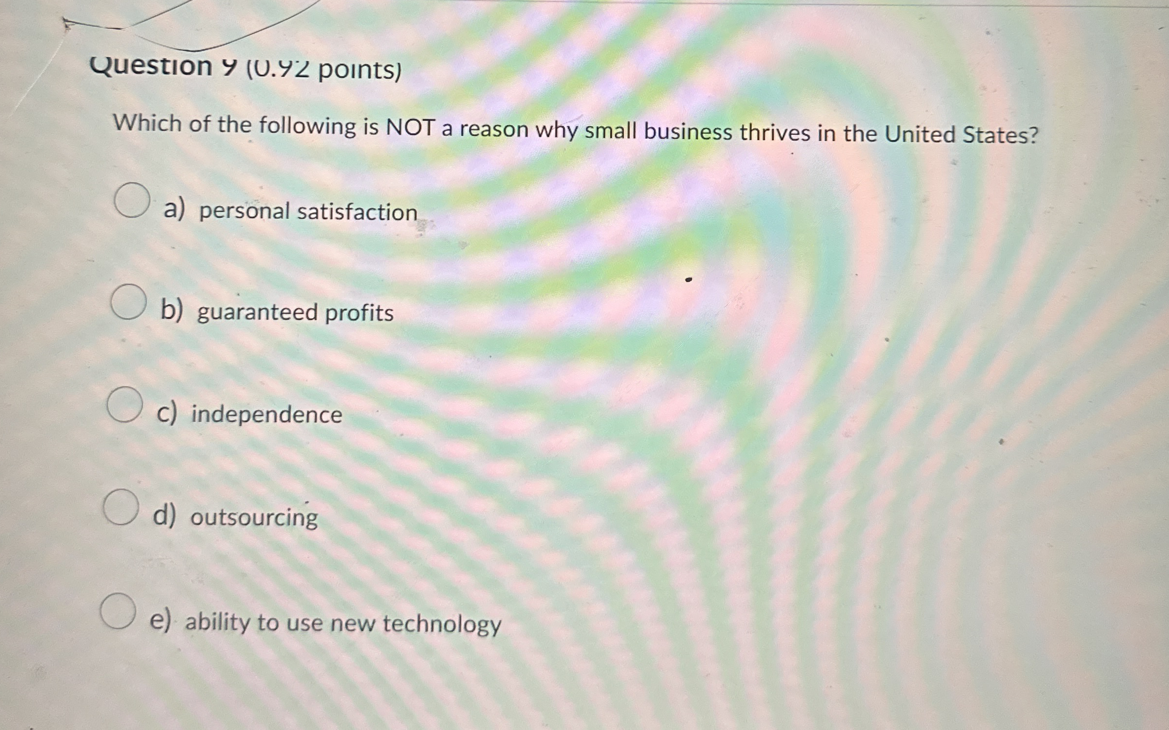  Question Y (U.Y.2 points) Which of the following is NOT a