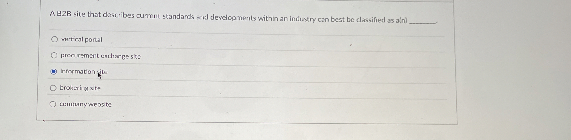  A B2B site that describes current standards and developments within an