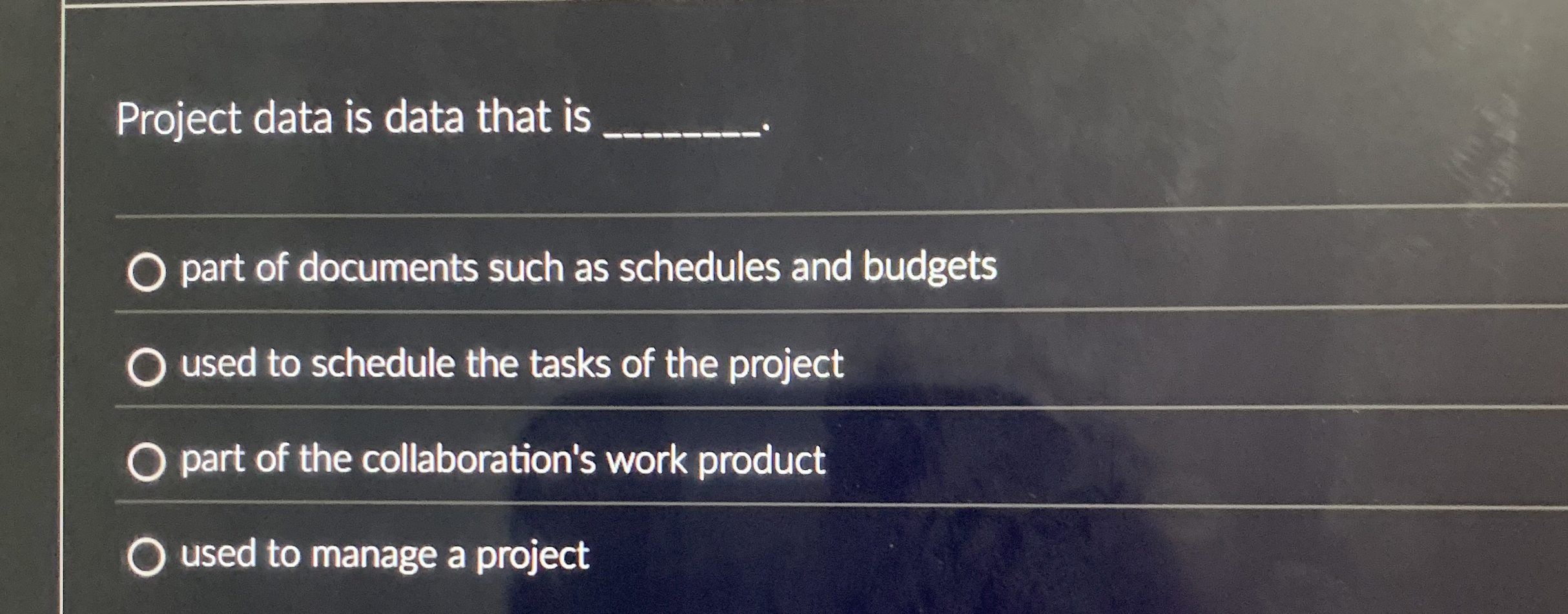  Project data is data that is part of documents such as