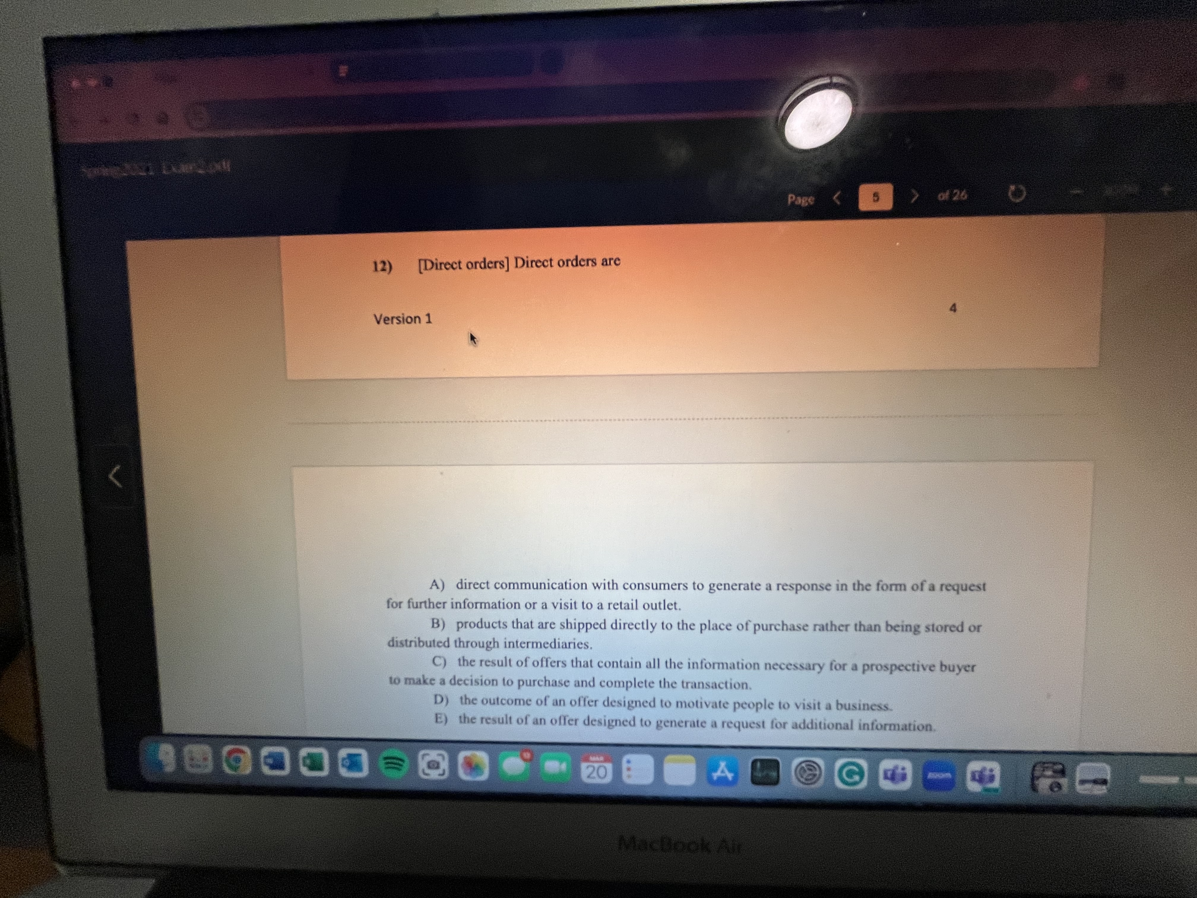  [Direct orders] Direct orders are Version 1 4 A) direct communication