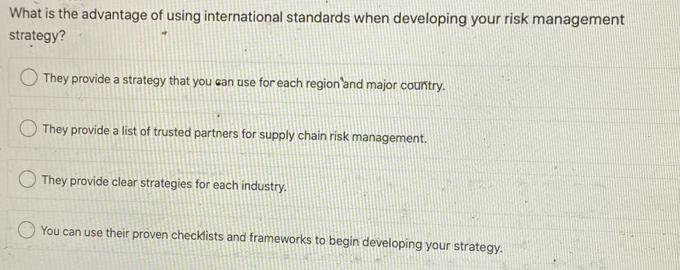  What is the advantage of using international standards when developing your