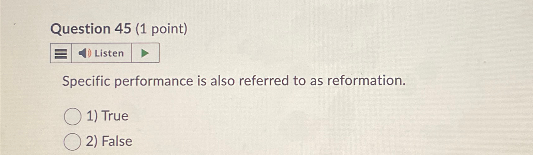  Question 45(1 point) Listen Specific performance is also referred to as