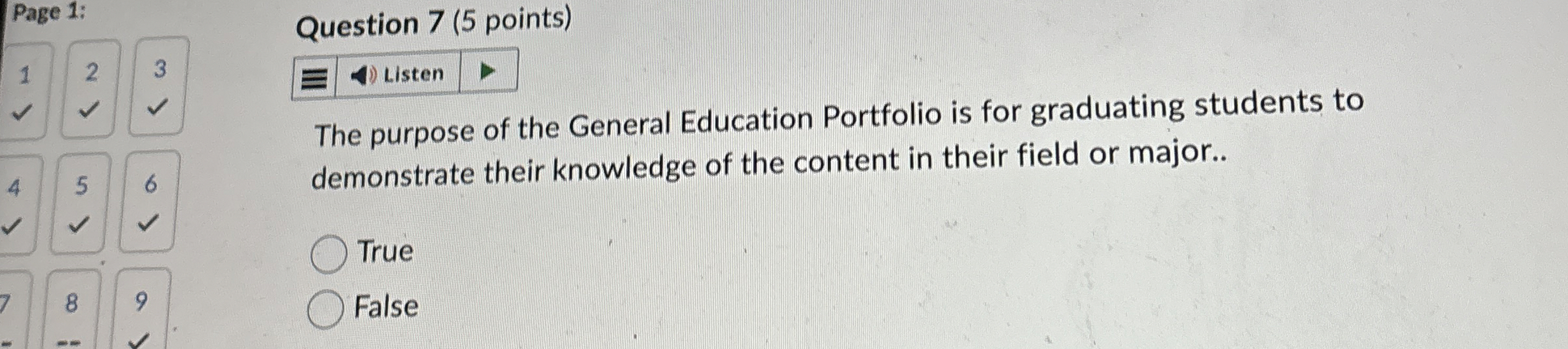  Question 7(5 points) 23 The purpose of the General Education Portfolio