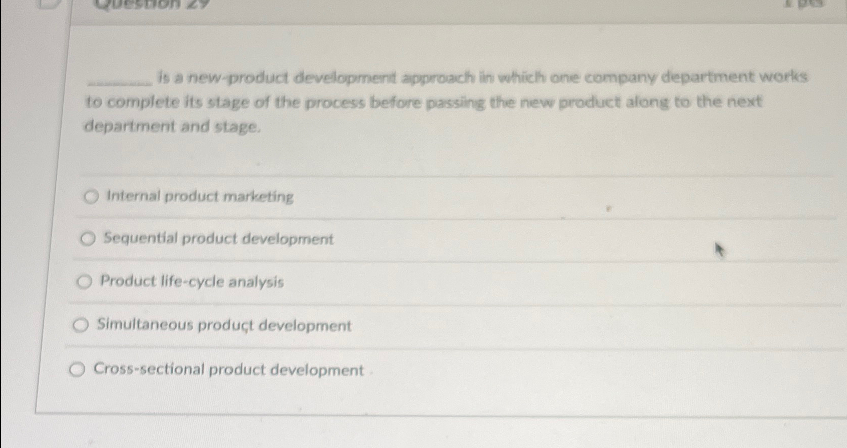  is a new-product development approach in which one company department works