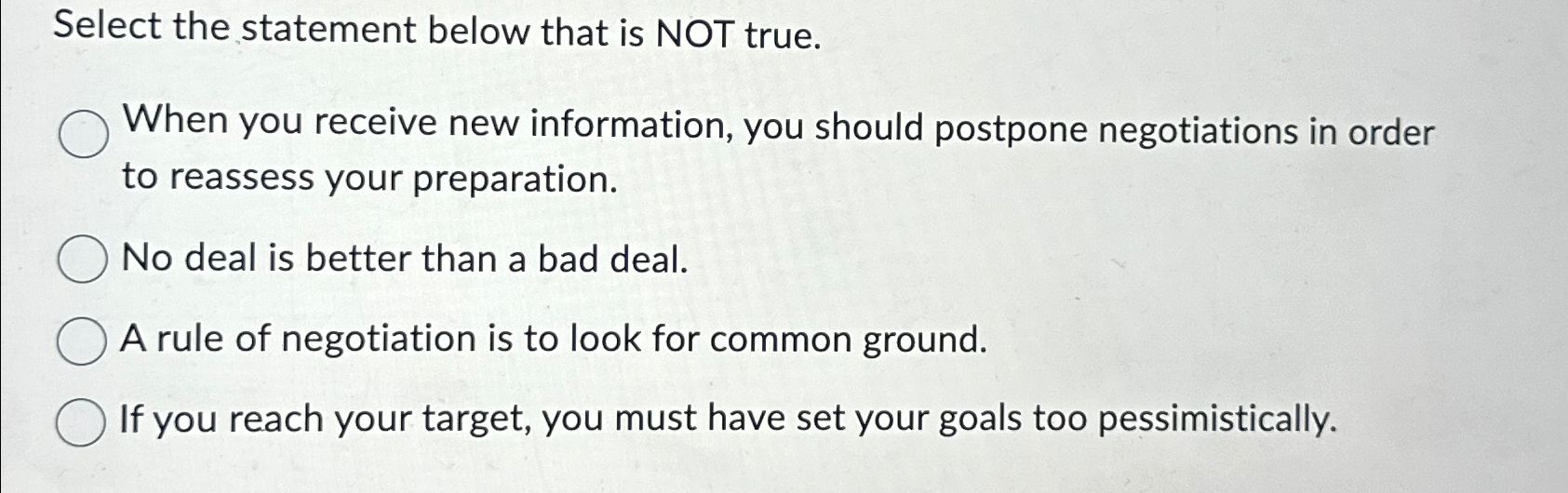  Select the statement below that is NOT true. When you receive