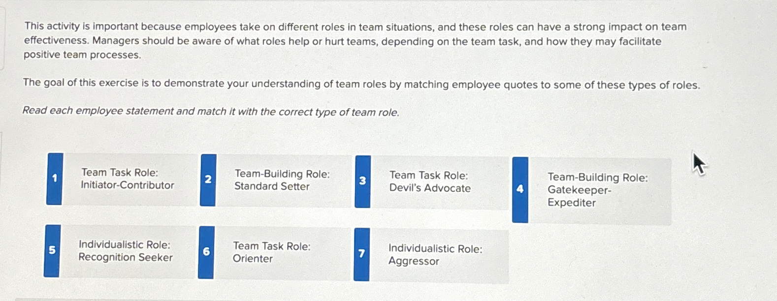  This activity is important because employees take on different roles in