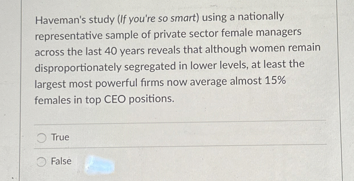  Haveman's study (If you're so smart) using a nationally representative sample