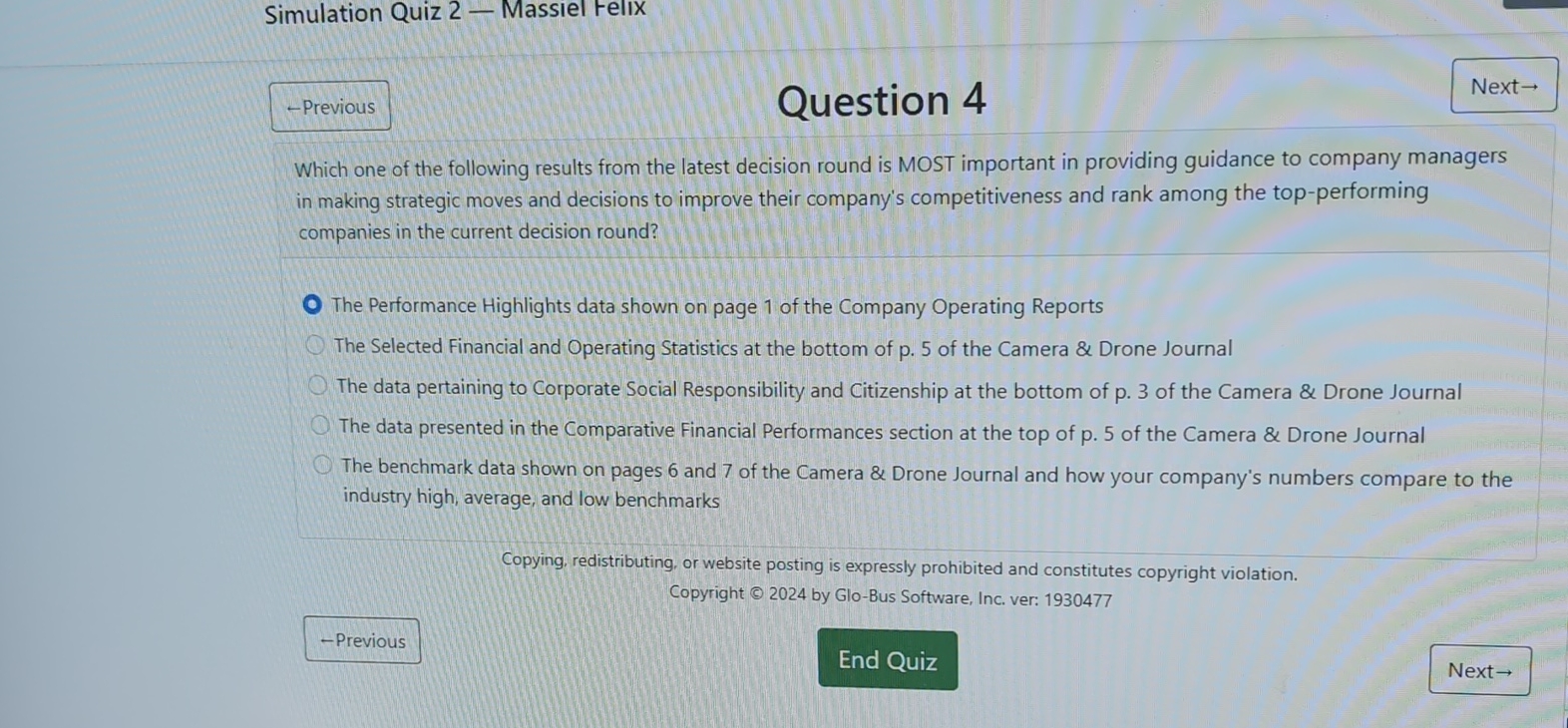  Simulation Quiz 2- Massiel Felix Question 4 Which one of the