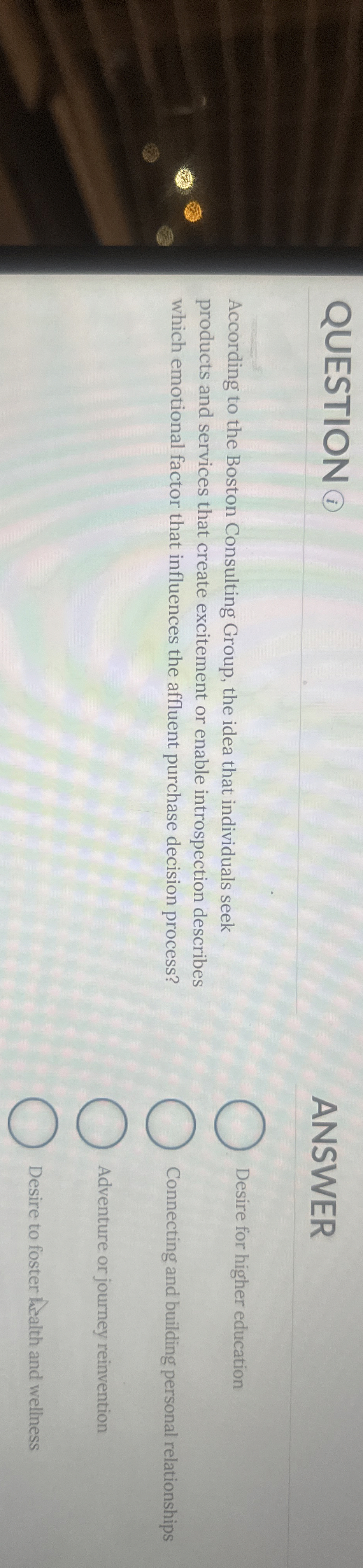  QUESTION ( ANSWER According to the Boston Consulting Group, the idea