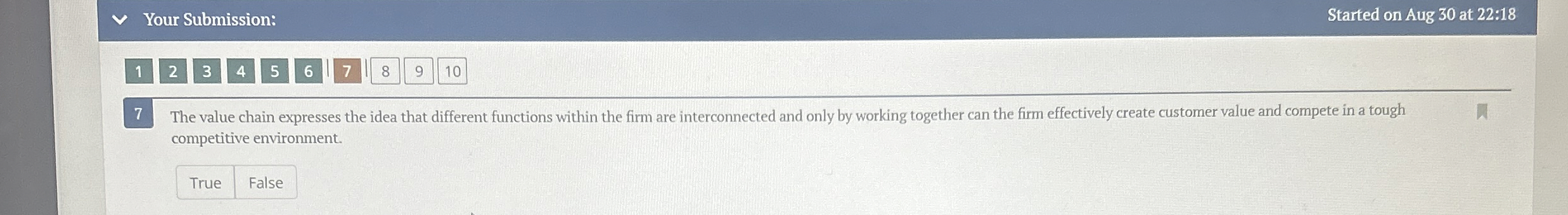  Your Submission: Started on Aug 30 at 22:18 1 2 3