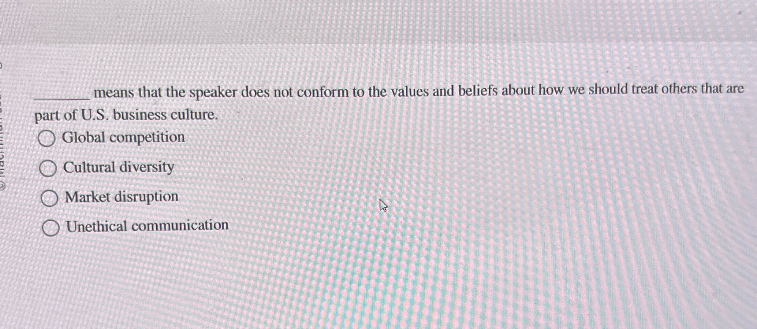  q, means that the speaker does not conform to the values