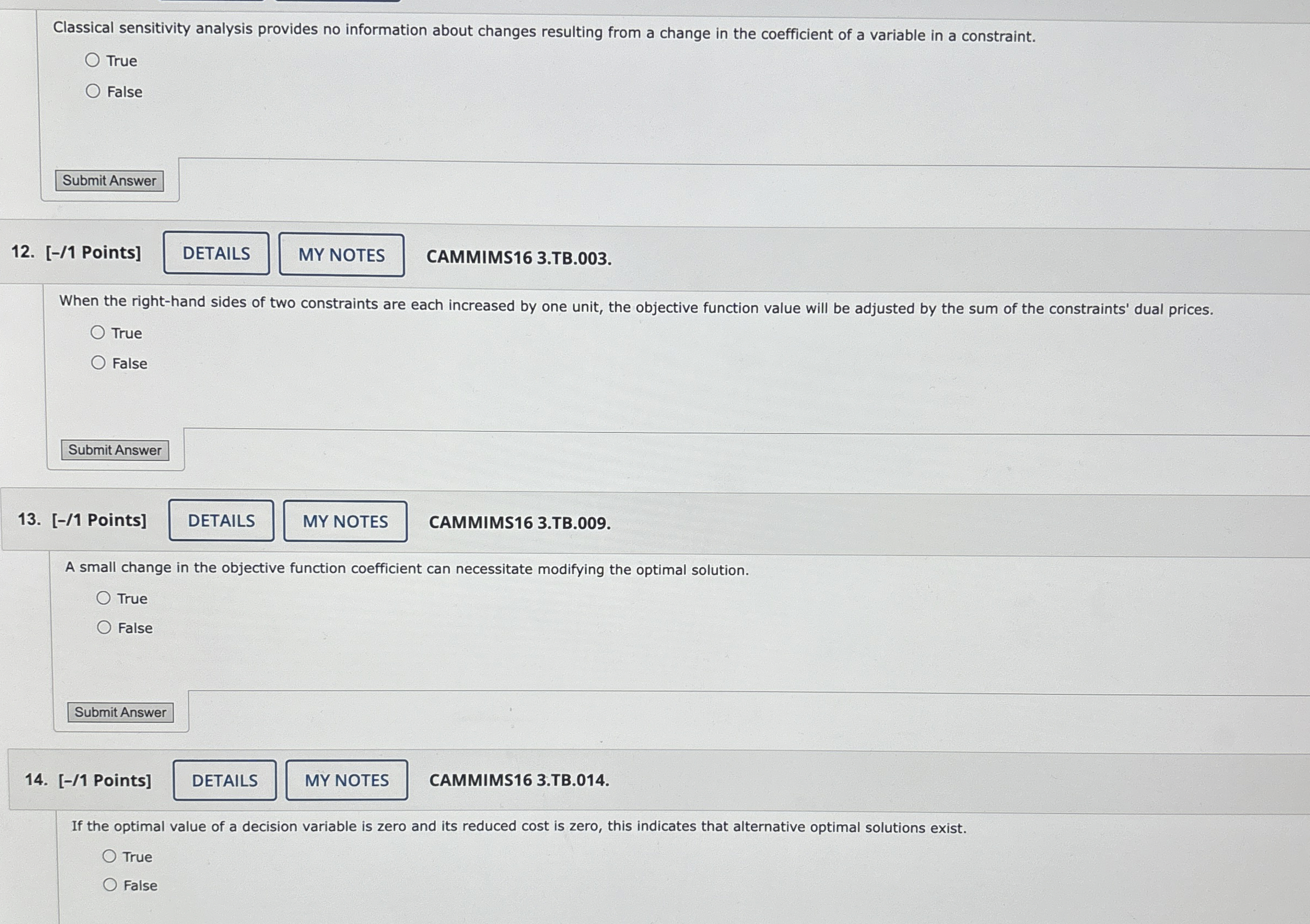  Classical sensitivity analysis provides no information about changes resulting from a