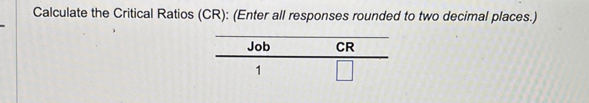  Calculate the Critical Ratios (CR): (Enter all responses rounded to two