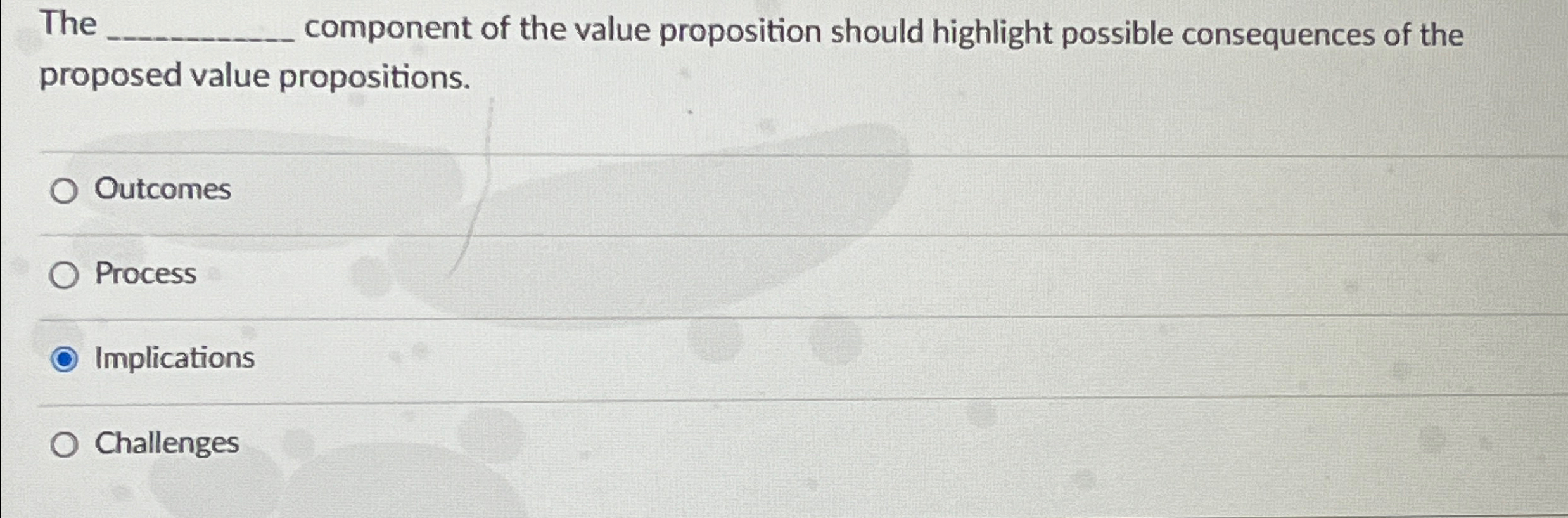  The component of the value proposition should highlight possible consequences of