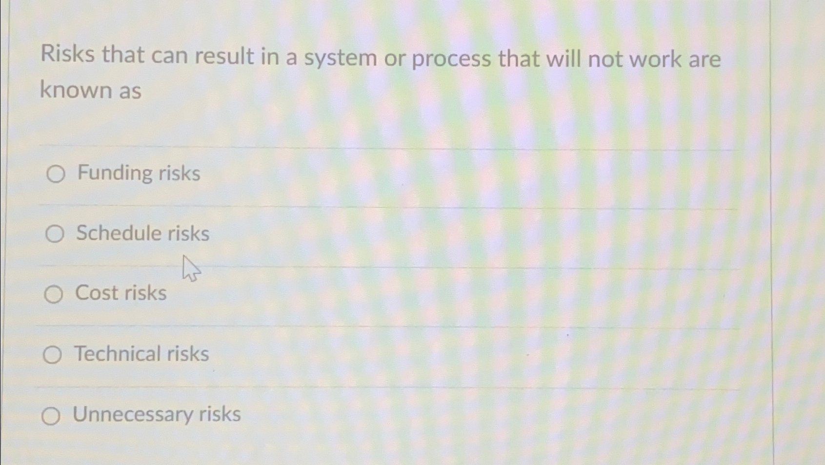  Risks that can result in a system or process that will