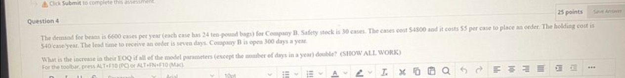  the demand for beans is 6600 cases per year. (each case