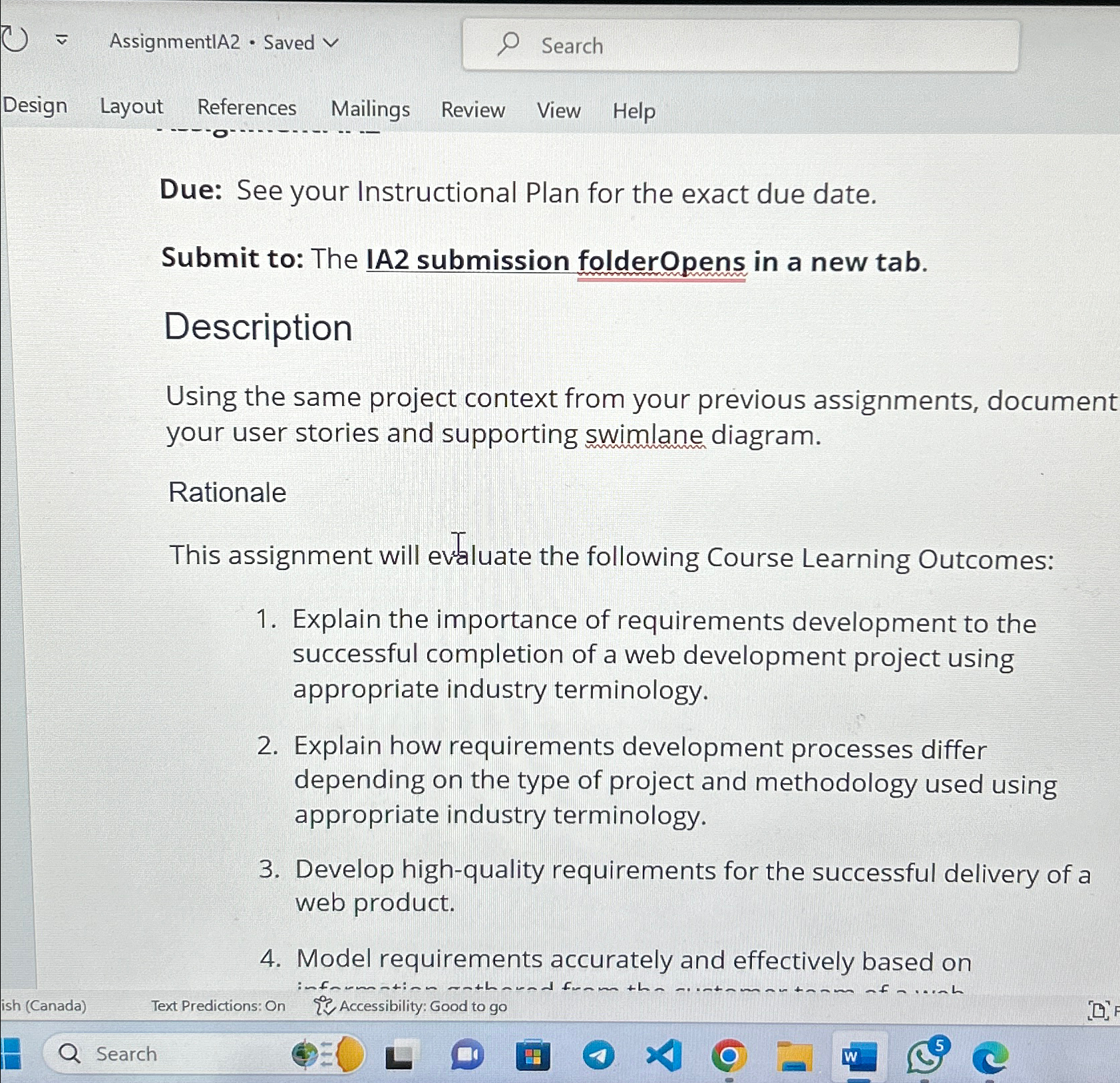  = AssignmentIA2* Saved v Search Design Layout References Mailings Review View