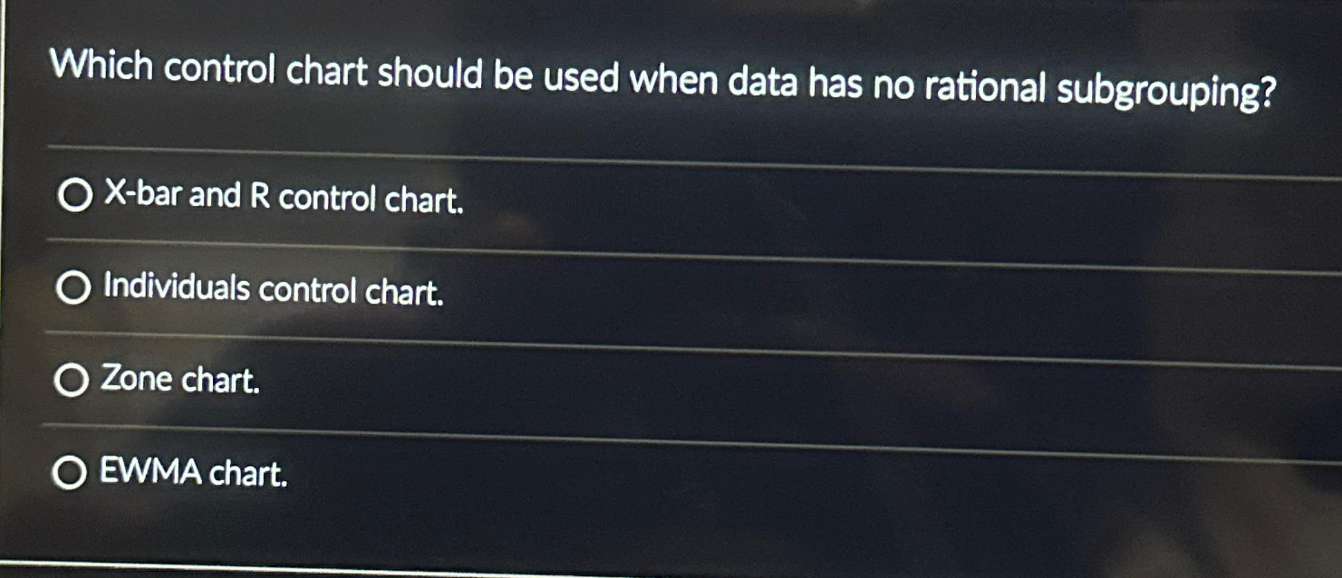  Which control chart should be used when data has no rational