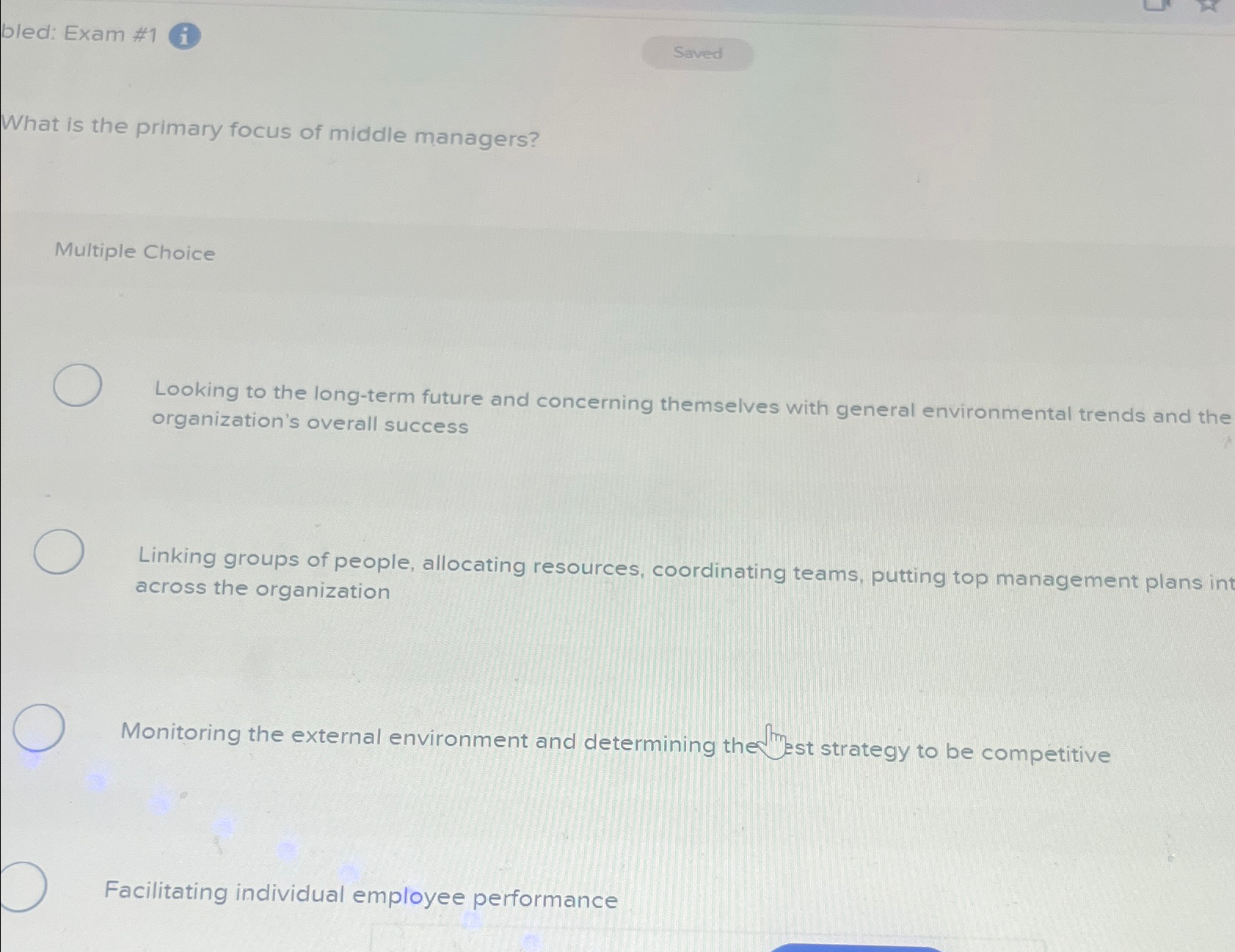  bled: Exam #1 i What is the primary focus of middle