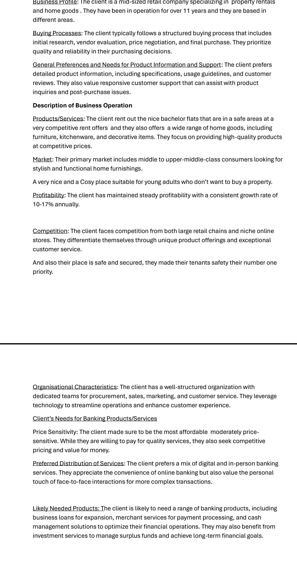  8 DEFINE your sales objective for this client and EXPLAIN how