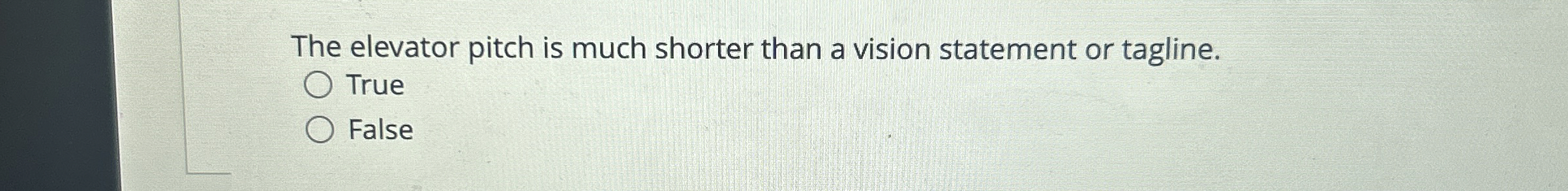  The elevator pitch is much shorter than a vision statement or