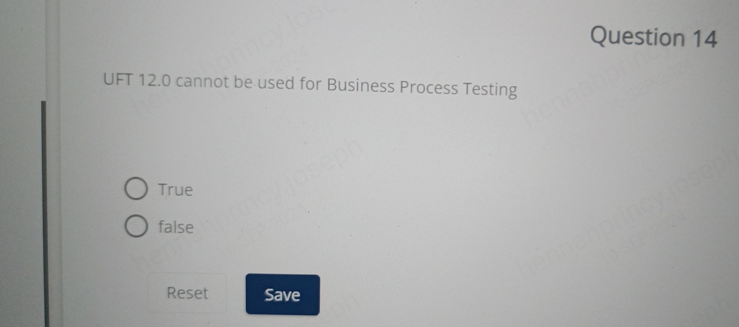  UFT 12.0 cannot be used for Business Process Testing True false