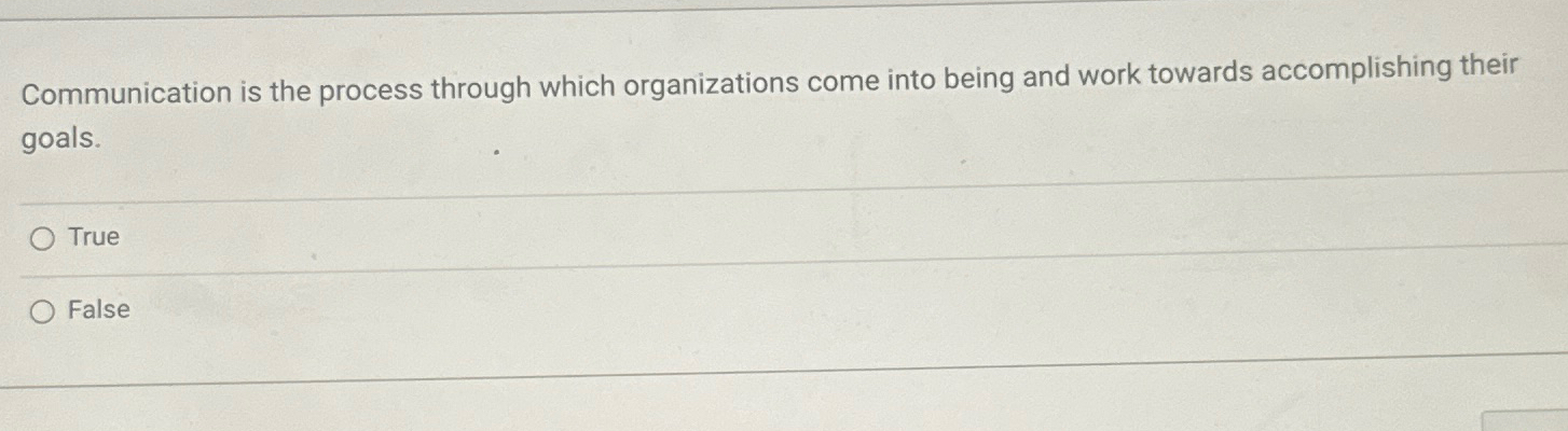 Communication is the process through which organizations come into being and