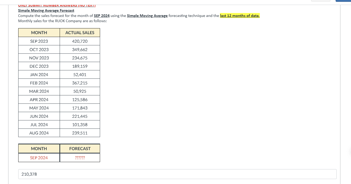  Weighted Moving Average Forecast Compute the sales forecast for the month