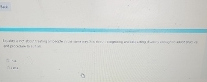  Equality is not about treating all pecple in the same way.