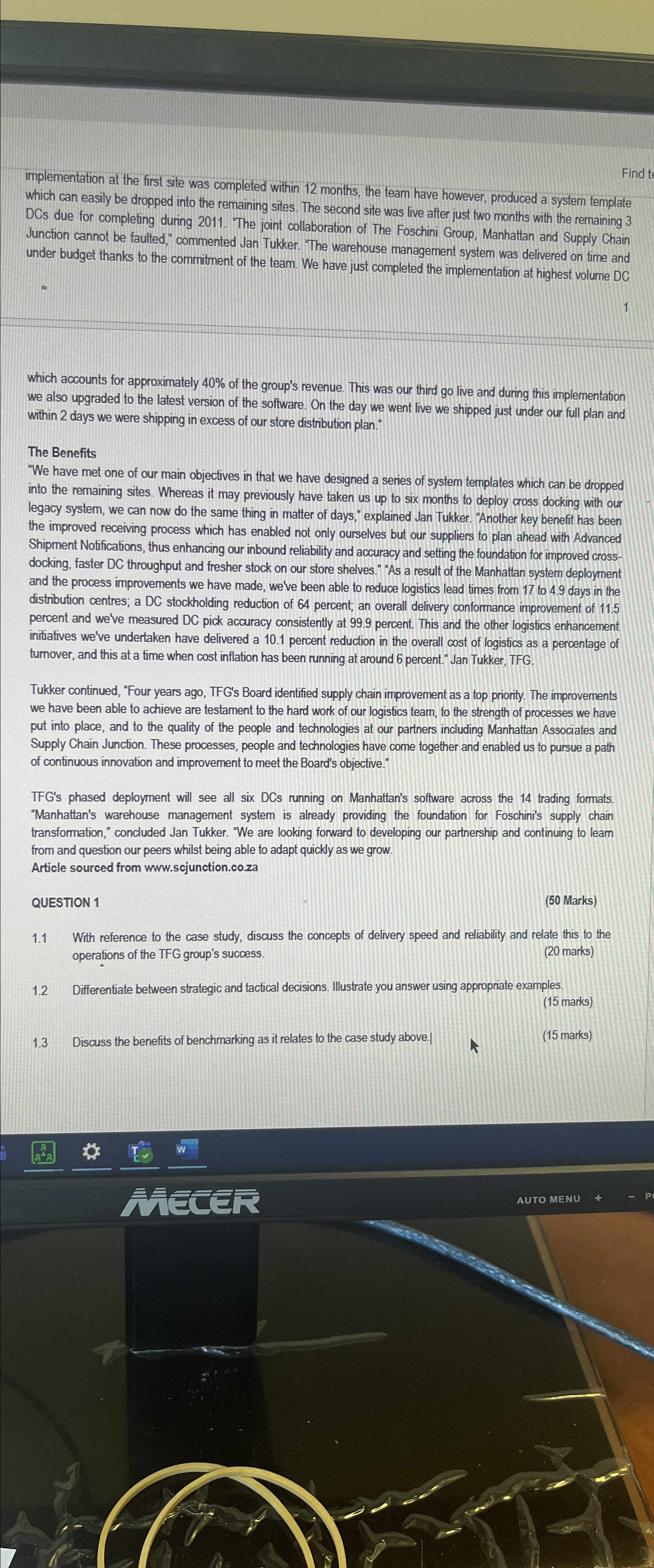  SECTION A [50 MARKS] Read the case study below and answer