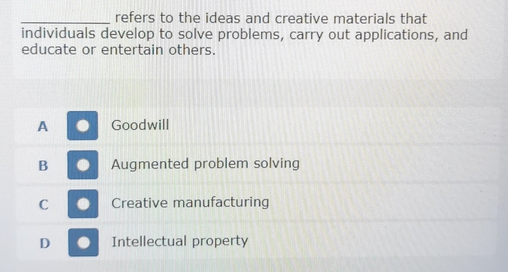  refers to the ideas and creative materials that individuals develop to