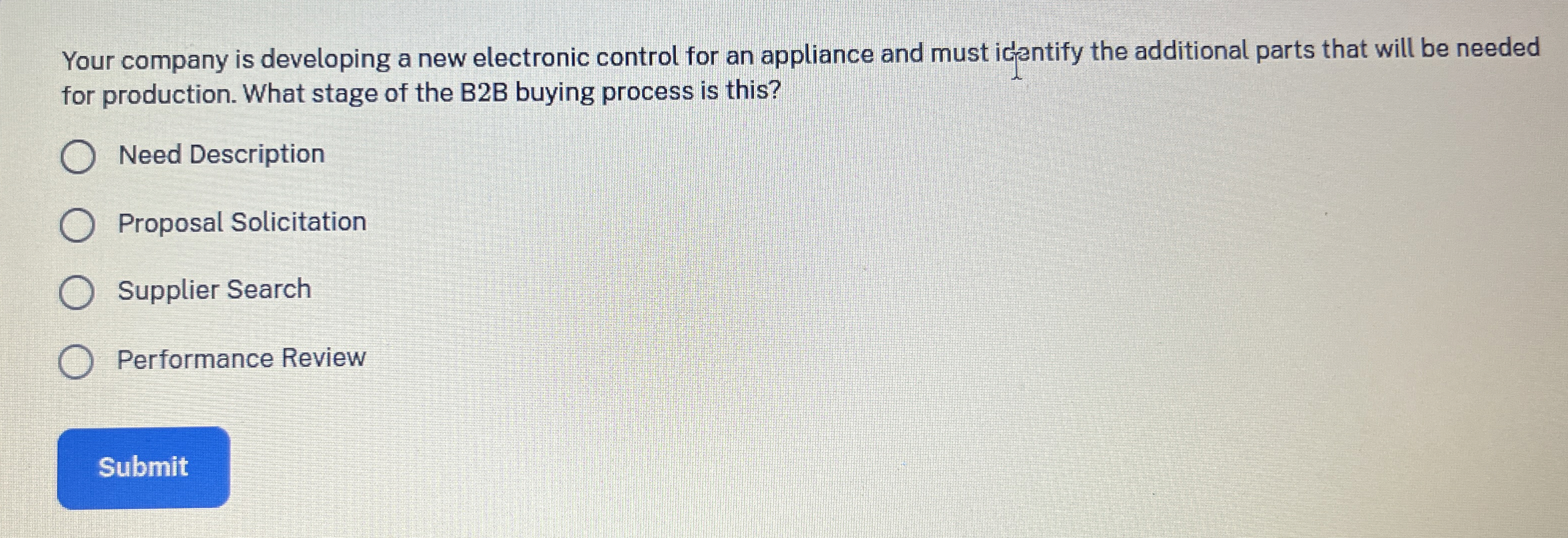  Your company is developing a new electronic control for an appliance