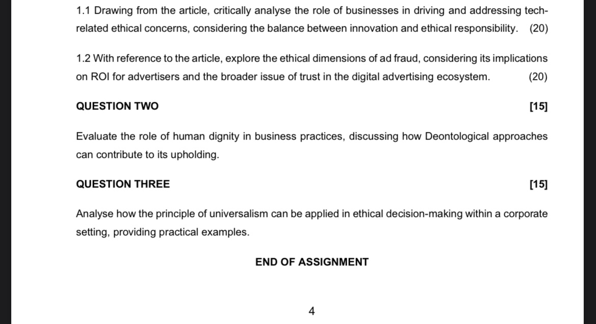  1.1 Drawing from the article, critically analyse the role of businesses