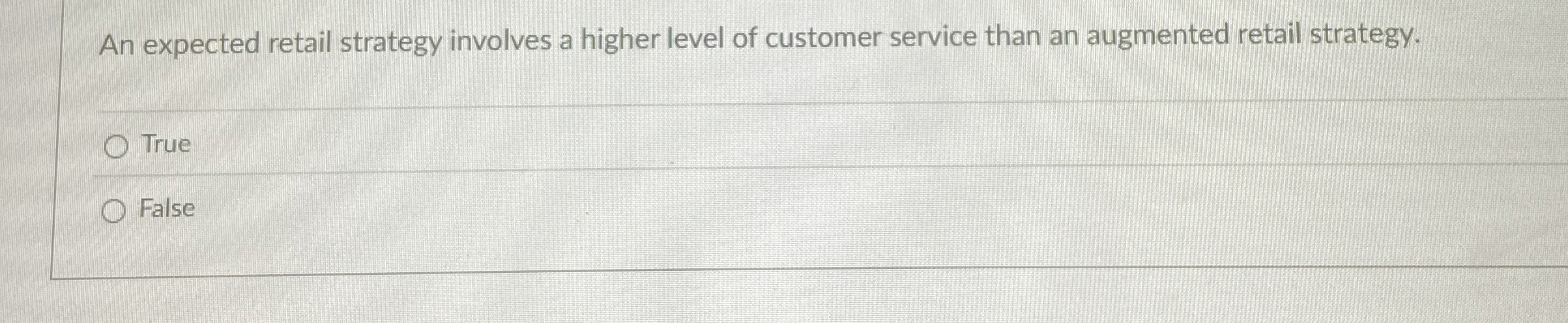  An expected retail strategy involves a higher level of customer service