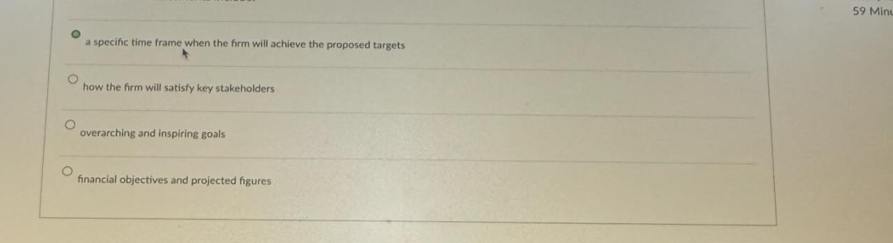  a specific time frame when the firm will achieve the proposed