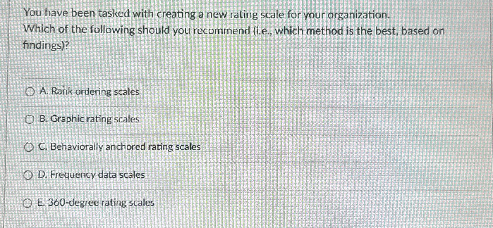  You have been tasked with creating a new rating scale for