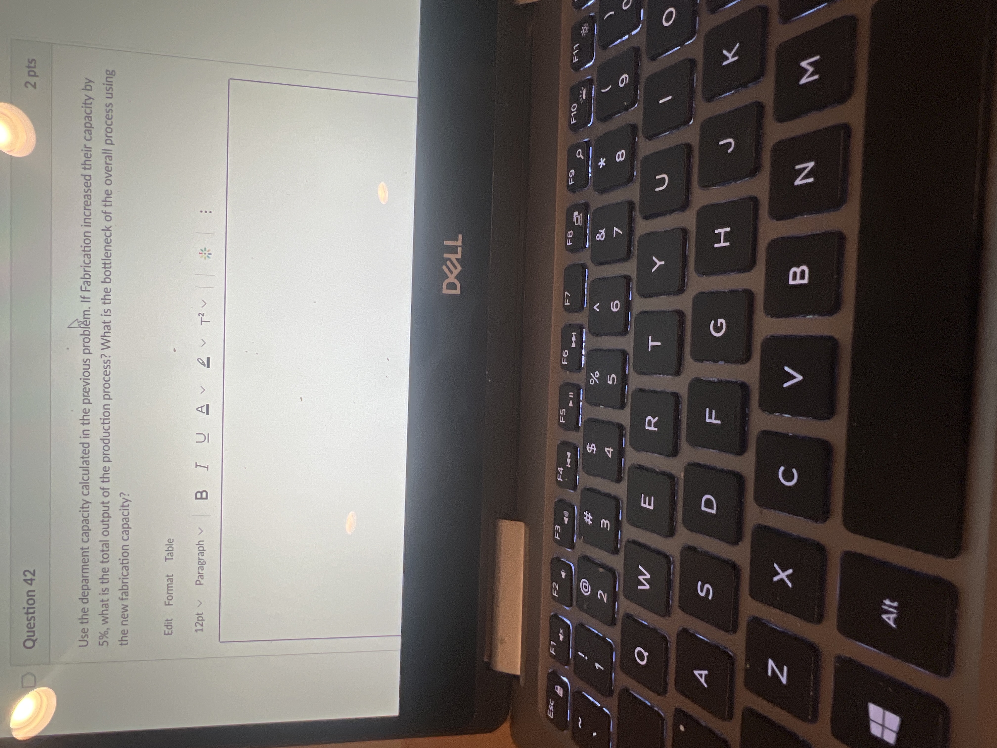  Use the deparment capacity calculated in the previous problem. If Fabrication
